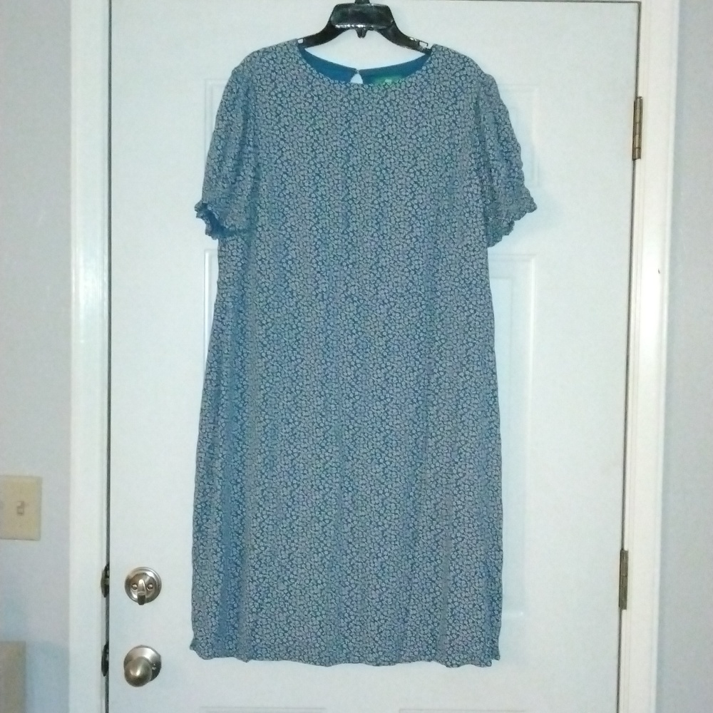 Dip midi dress, 18W, blue and white flowers